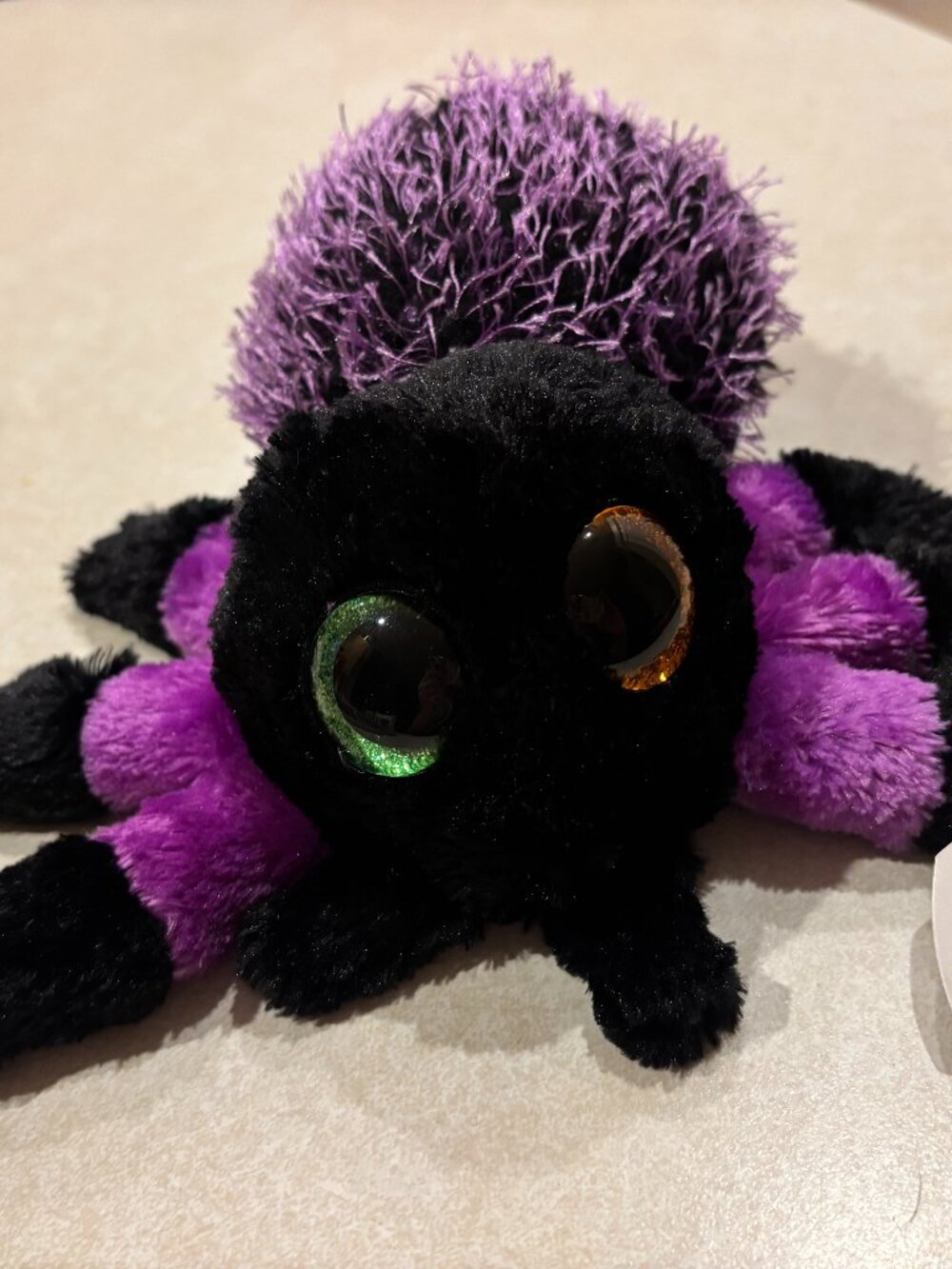Ty Beanie Boo Creeper Spider Plush Halloween Black Purple Mint Tag